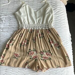 Floral Romper with Lace Detail